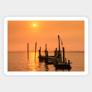 Old dock sunset Sticker